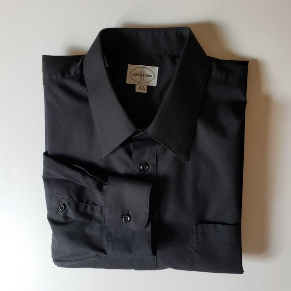 LINEA UOMO Black Long Sleeve Button-Up Dress Shirt Size 17 ½ 34/35 - Picture 6 of 6